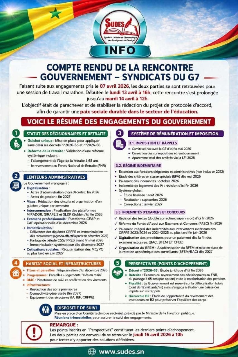 Éducation : le gouvernement et le G7 s’accordent sur plusieurs points essentiels Éducation : le gouvernement et le G7 s’accordent sur plusieurs points essentiels