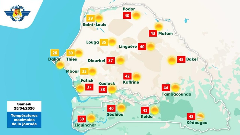 Météo : forte chaleur attendue à l’intérieur du pays avec des pics jusqu’à 45°C Météo : forte chaleur attendue à l’intérieur du pays avec des pics jusqu’à 45°C