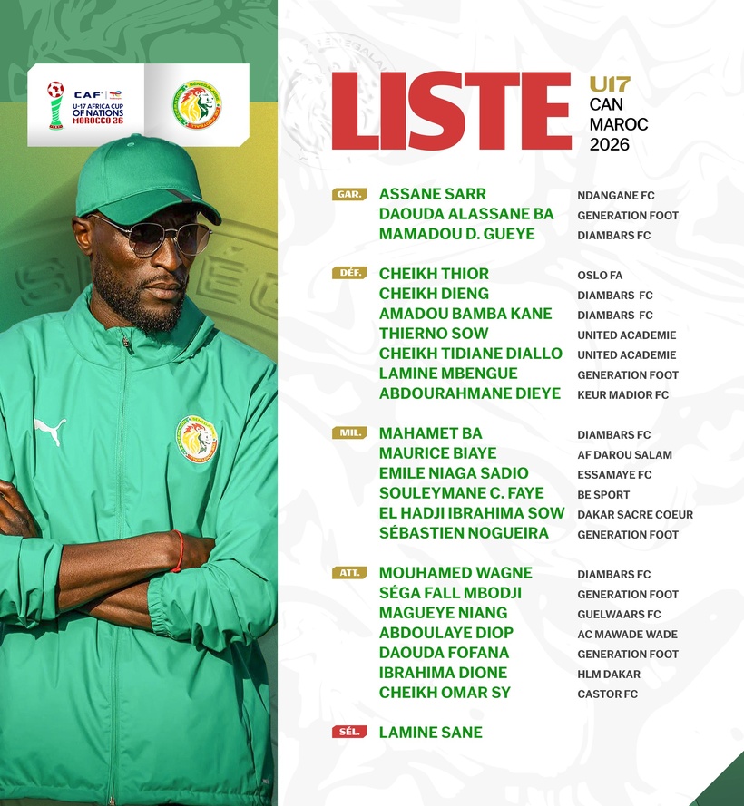 CAN U17 : Lamine Sané a dévoilé la liste des 23 "Lionceaux" retenus CAN U17 : Lamine Sané a dévoilé la liste des 23 "Lionceaux" retenus
