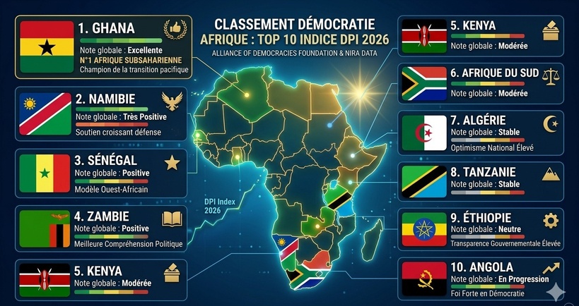 ​Indice de perception de la démocratie 2026 :  le Sénégal et le Ghana restent les bons élèves du continent