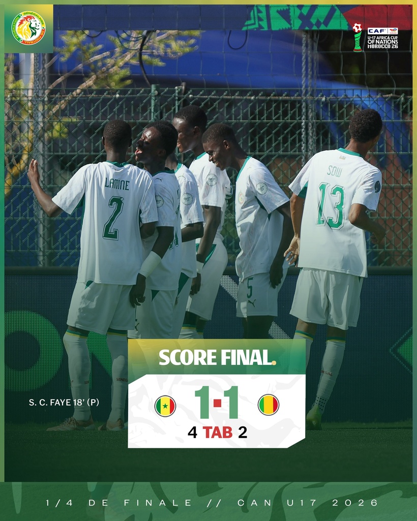 CAN U17 Maroc-2026 : Le Sénégal élimine le Mali aux tirs au but et rejoint le Maroc en demi-finale