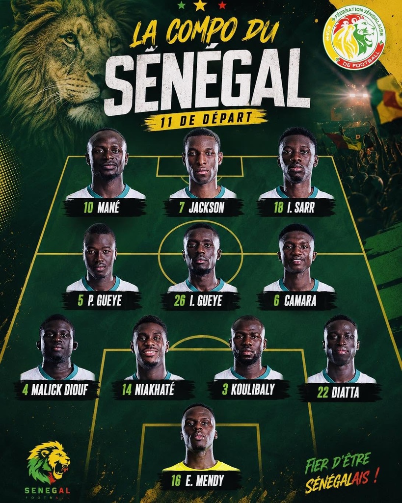 France – Sénégal : La compo officielle des "Lions" avec Kalidou Koulibaly, Krépin Diatta et Idrissa Gueye France – Sénégal : La compo officielle des "Lions" avec Kalidou Koulibaly, Krépin Diatta et Idrissa Gueye
