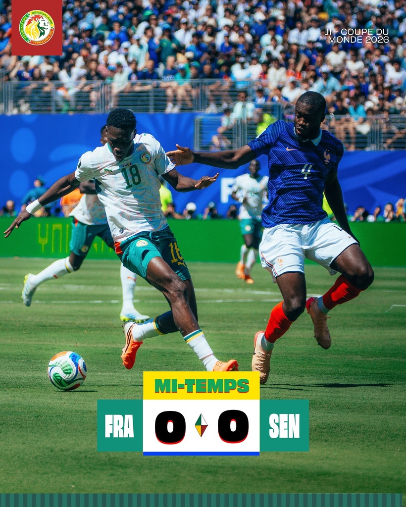 Mondial 2026 : le Sénégal et la France se neutralisent à la pause (1-1)