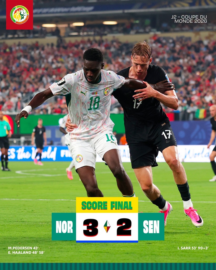 Mondial 2026 : le Sénégal s’incline face à la Norvège (3-2) et jouera sa survie contre l’Irak