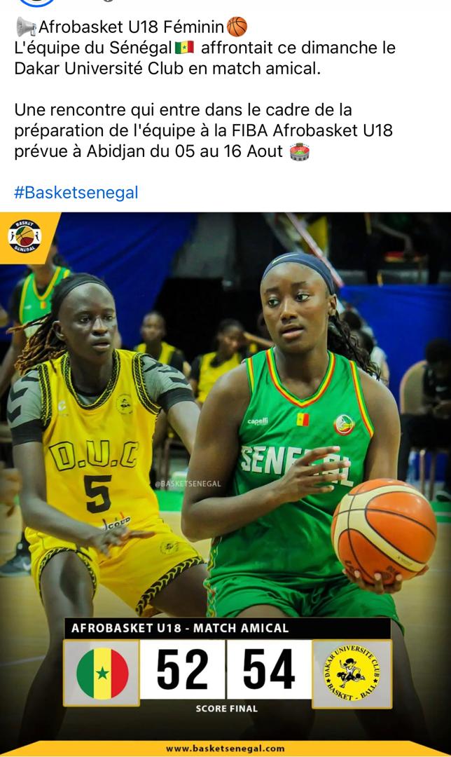 Prépa Afrobasket U18 Féminin : les Lioncelles battues de peu par le DUC (52-54) en amical