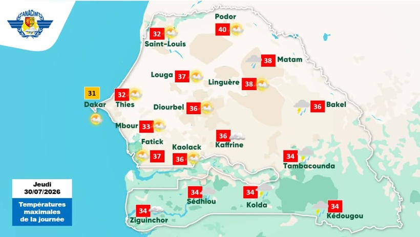 Météo : des orages et de la chaleur attendus ce jeudi sur le territoire sénégalais Météo : des orages et de la chaleur attendus ce jeudi sur le territoire sénégalais