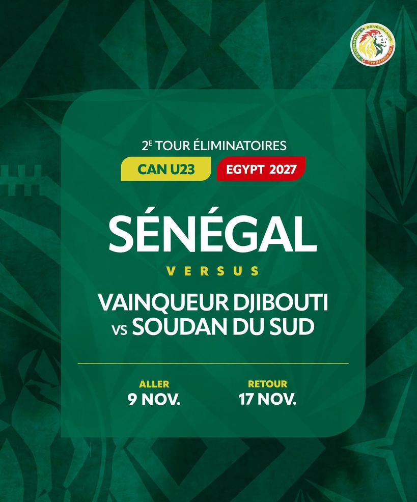 Éliminatoires CAN U23 : le Sénégal affrontera le vainqueur Djibouti-Soudan du Sud au deuxième tour