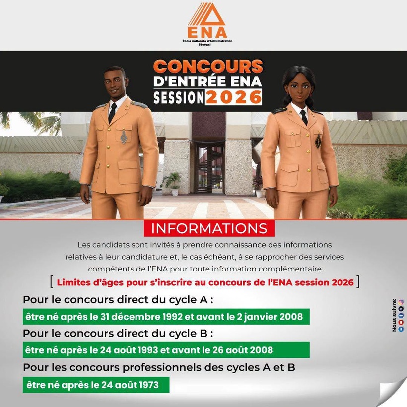Concours ENA 2026 : les limites d'âge pour les Cycles A et B et professionnel 