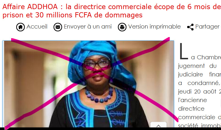 Rectification : précision concernant l'image d'illustration de notre article « Affaire ADDHOA », la photo utilisée ne représentait pas la personne mise en cause