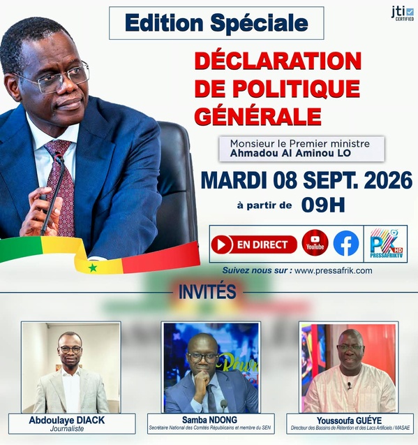 Édition spéciale DPG : Ahmadou Al Aminou Lo devant la représentation nationale ce mardi sur PressAfrik TVHD