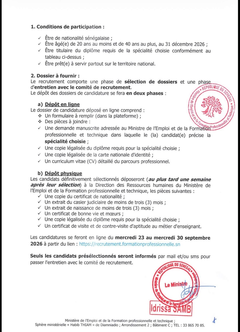 Formation professionnelle : le ministère lance un recrutement spécial de 300 formateurs vacataires Formation professionnelle : le ministère lance un recrutement spécial de 300 formateurs vacataires