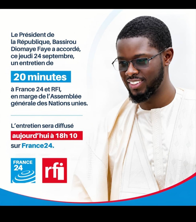 New York : le Président Bassirou Diomaye Faye accorde un entretien de 20 minutes à France 24 et RFI New York : le Président Bassirou Diomaye Faye accorde un entretien de 20 minutes à France 24 et RFI