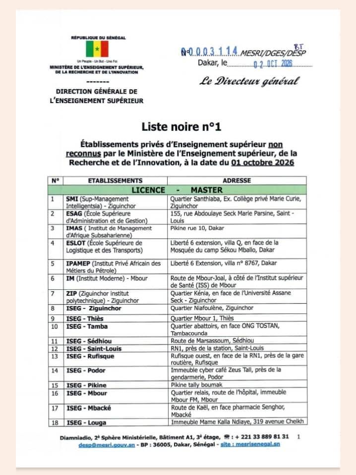 Enseignement supérieur : le ministère publie une « liste noire » de 34 établissements privés non autorisés