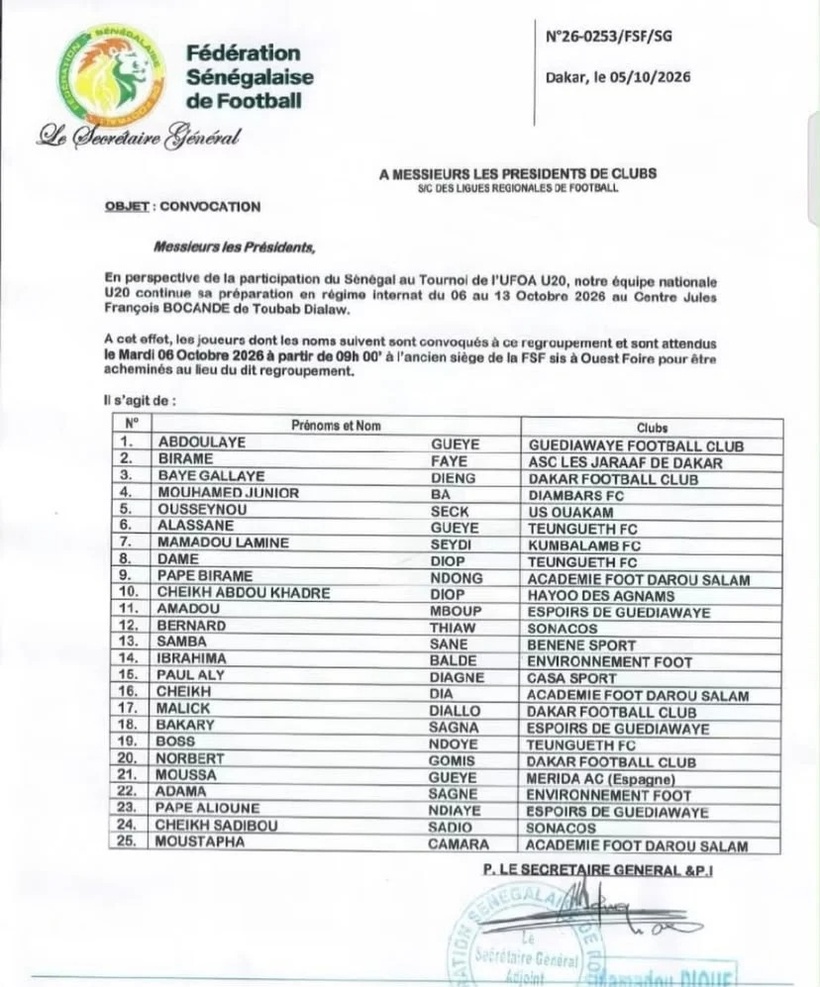 UFOA-A U20 : Malick Daf poursuit la préparation avec un groupe de 25 joueurs UFOA-A U20 : Malick Daf poursuit la préparation avec un groupe de 25 joueurs