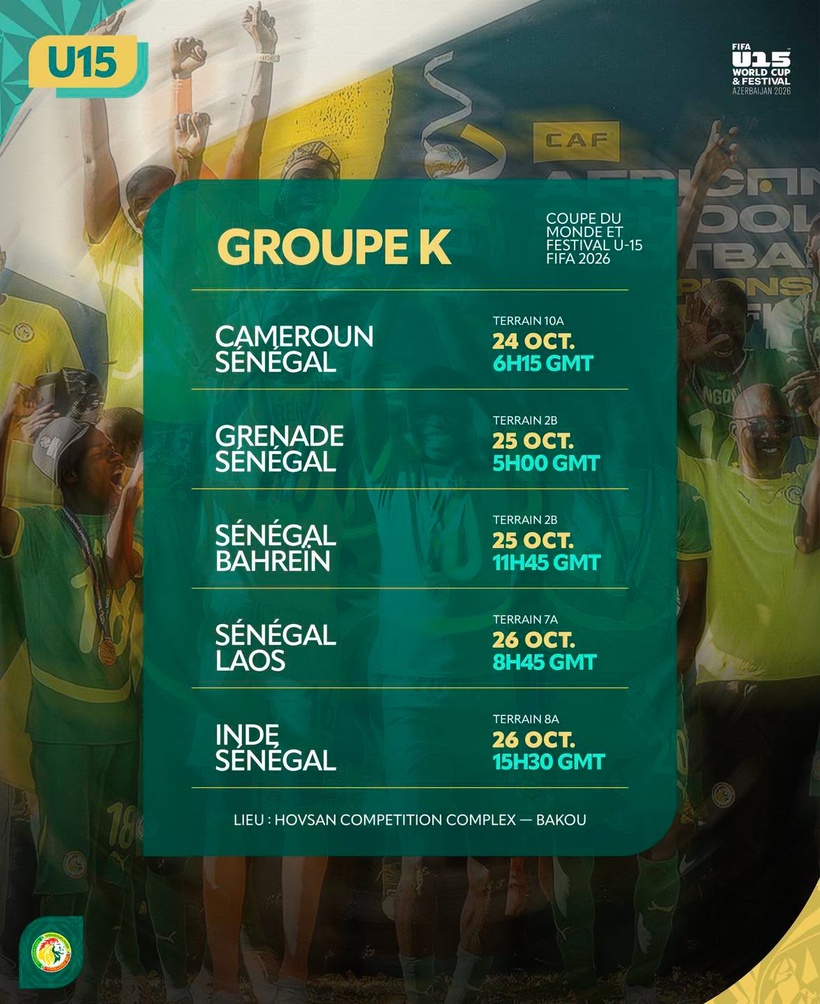 Coupe du monde U15 de la FIFA  : Les Lionceaux U15 s’envolent pour Bakou