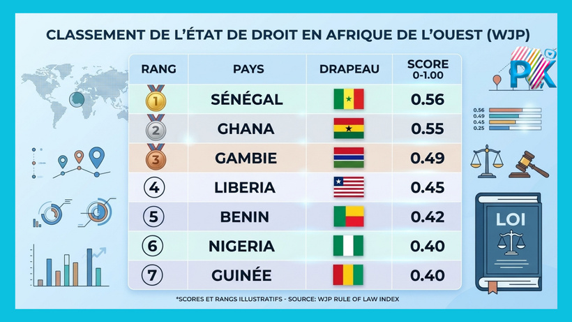 État de droit 2026 : Ce que révèlent les scores de l’Afrique de l’Ouest sur l’avenir de ses institutions État de droit 2026 : Ce que révèlent les scores de l’Afrique de l’Ouest sur l’avenir de ses institutions