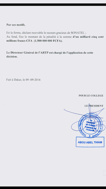 De 13, 9 à 1,5 milliard : le «ndéweneul* royal» du collège des administrateurs de l’ARTP à la SONATEL