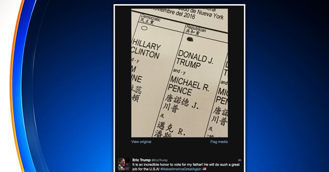Election américaine: le fils de Trump tweete son bulletin de vote et se met ainsi hors la loi