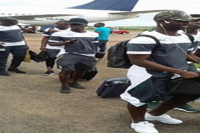 Les Lions sont arrivés à 12h à l'aéroport de Franceville au Gabon