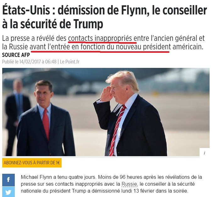 USA-Démission ​de Michael Flynn conseiller à la sécurité nationale de Donald Trump