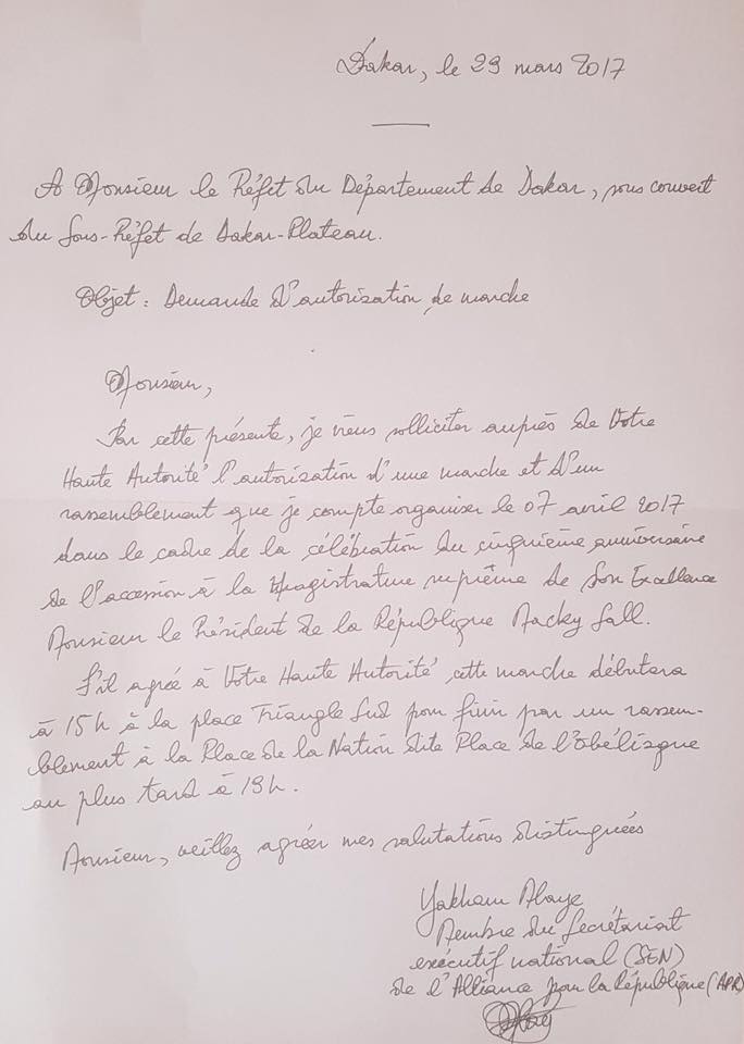 Rassemblement 7 avril: le Préfet de Dakar donne "récépissé" à Yakham Mbaye 