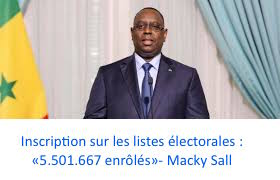 Inscription sur les listes électorales : «5.501.667 enrôlés», (président)