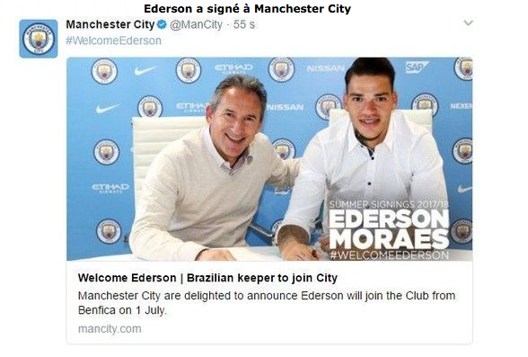 Man City : Ederson, c'est signé (off.)