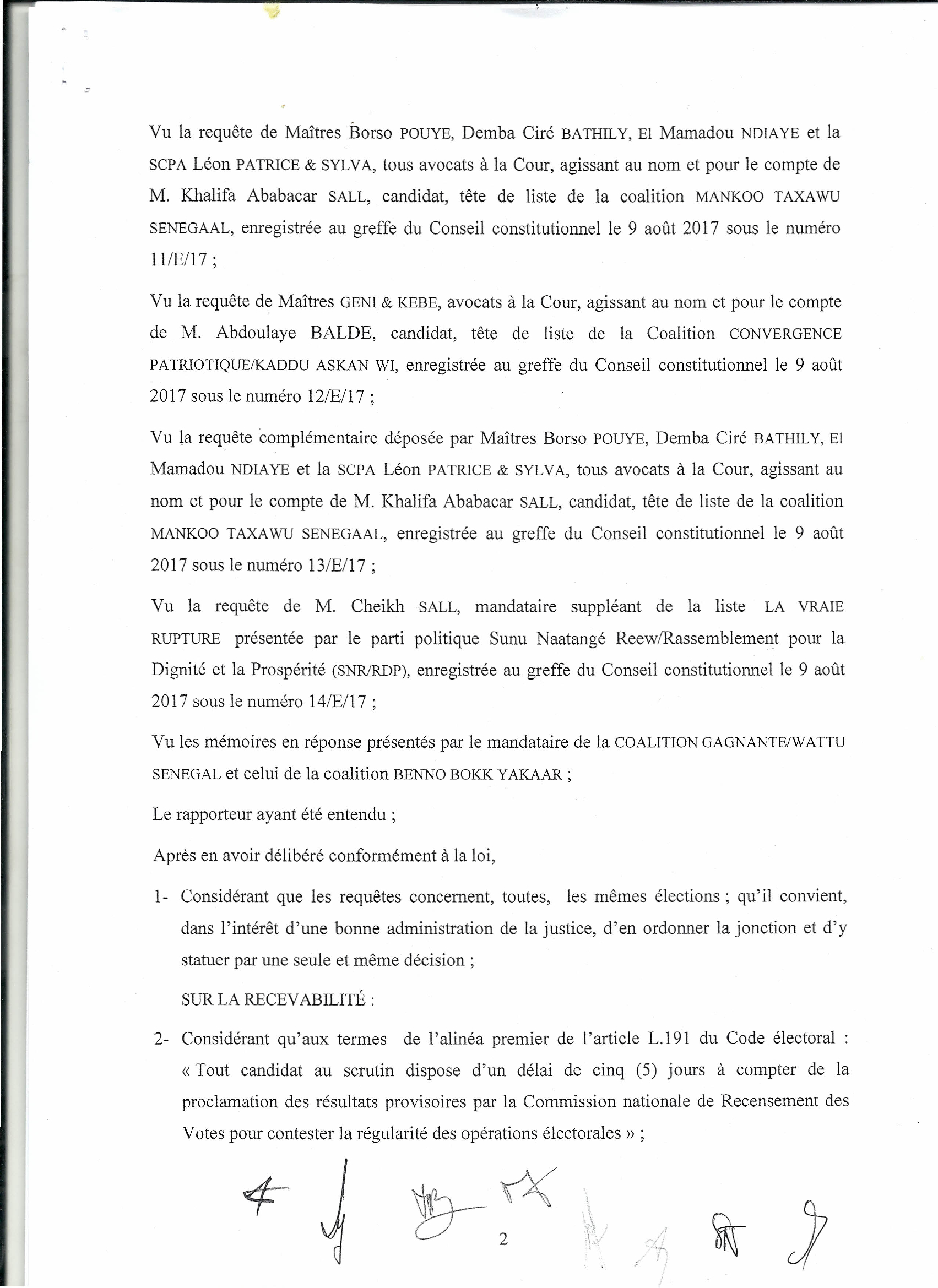 Le Conseil Constitutionnel valide la victoire de BBY et rejette tous les recours: Voici la liste officielles des élus 