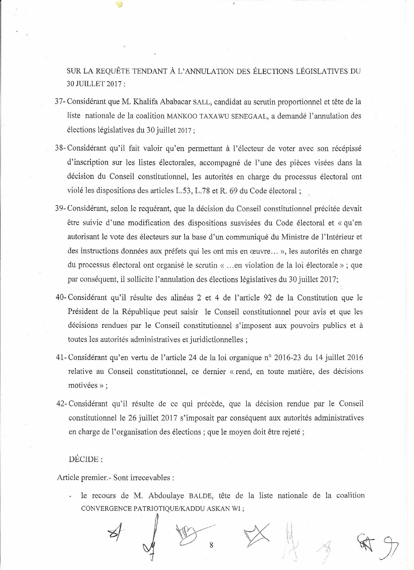 Le Conseil Constitutionnel valide la victoire de BBY et rejette tous les recours: Voici la liste officielles des élus 
