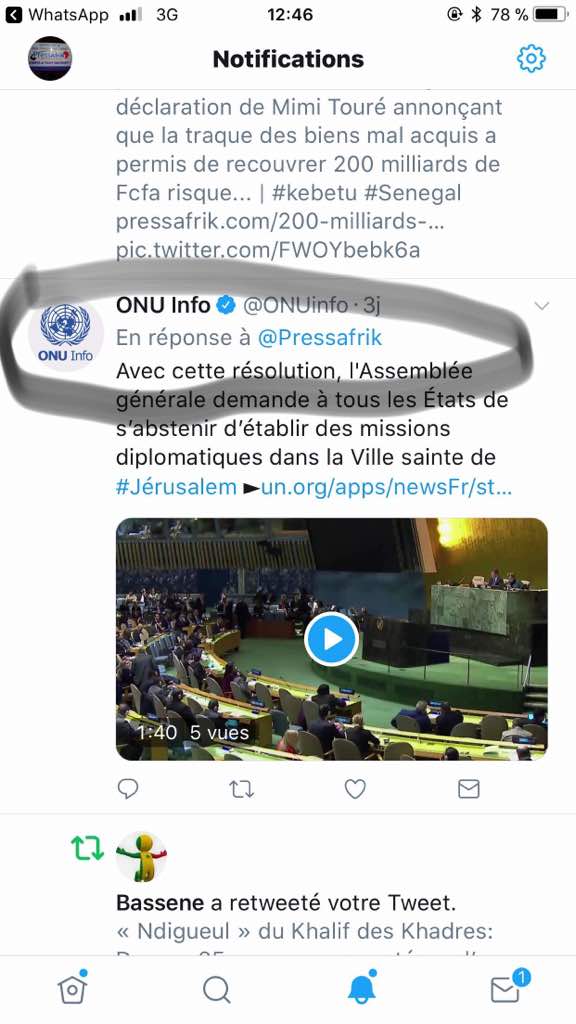 Sur Twitter, l'ONU répond à l'article de PressAfrik et interdit à tous les Etats d'établir des missions diplomatiques à Jérusalem