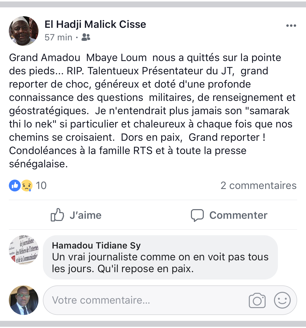 Décès de Amadou Mbaye Loum: Témoignages vibrants et poignants des journalistes