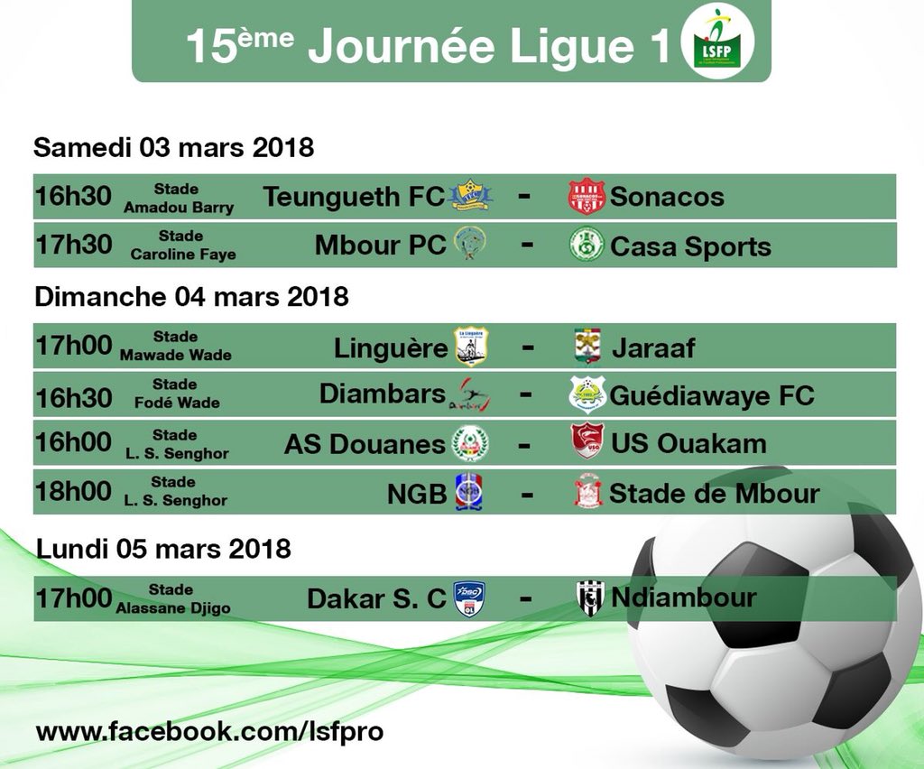 Programme Ligue 1 du week-end : Diambars-Guédiawaye FC ou le duel des mal classés