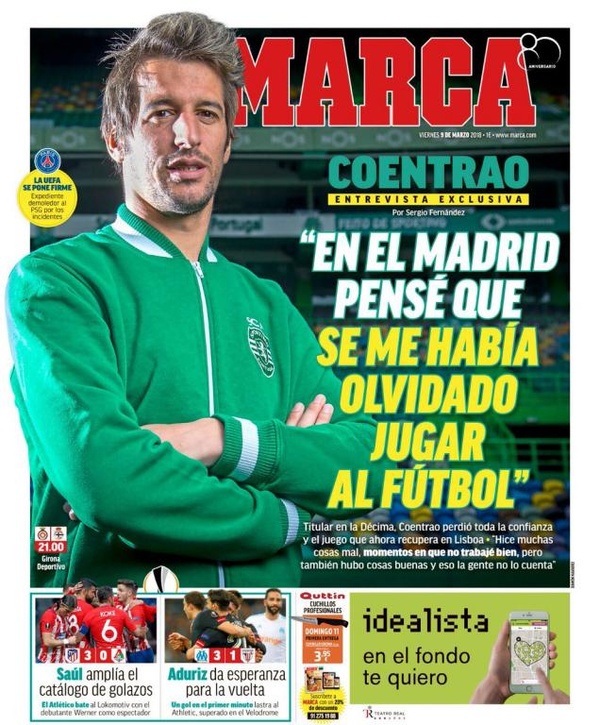 Les Unes des journaux sportifs en Espagne du 9 mars 2018