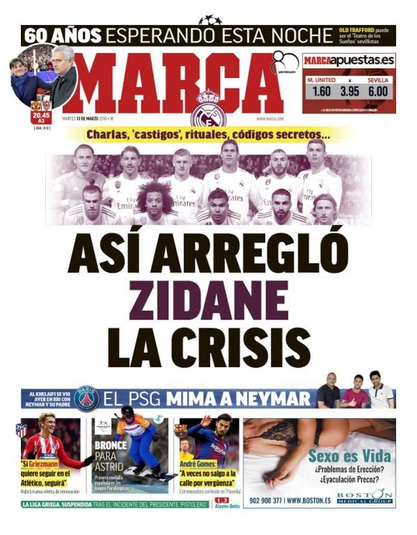 Les Unes des journaux sportifs en Espagne du 13 mars 2018