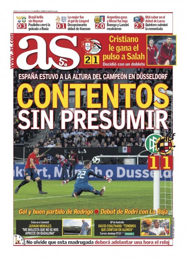 Les Unes des journaux sportifs en Espagne du 24 mars 2018