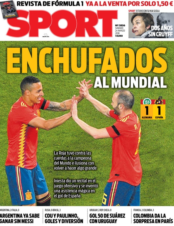 Les Unes des journaux sportifs en Espagne du 24 mars 2018