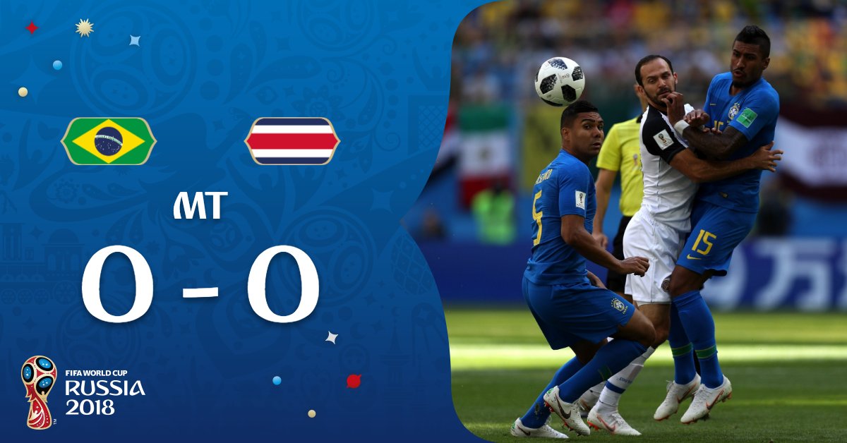 #CM2018 : Mi-temps- Le Brésil sans solution face au Costa Rica (0-0)