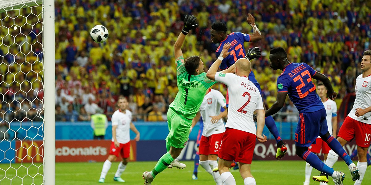 Mi-temps: Yéri Mina donne l'avantage à la Colombie face à la Pologne (1-0)