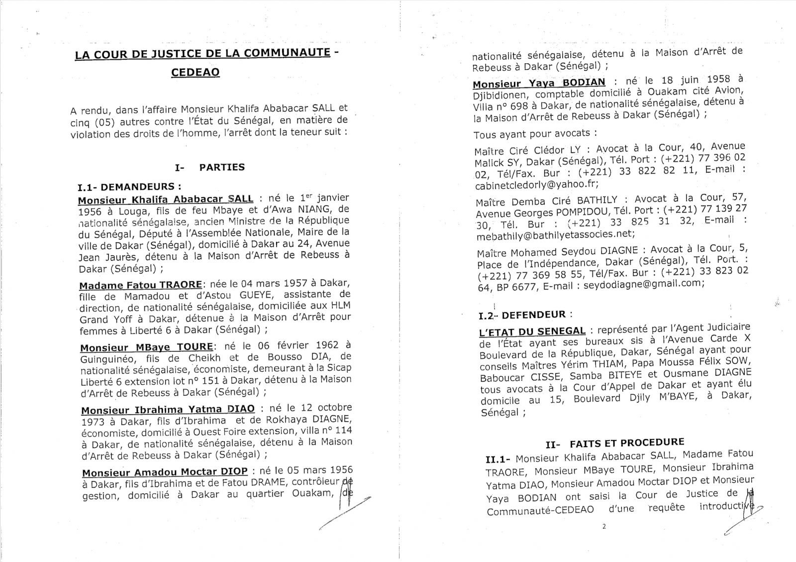 Découvrez l'intégralité de l'arrêt de la Cour de justice de la CEDEAO 