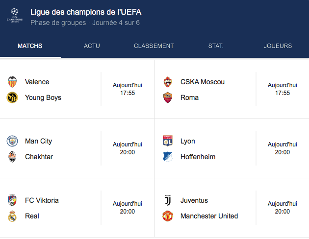 Ligue des champions : le programme du mercredi