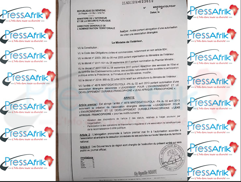 Retrait de l'agrément de l'Etat à Lead Afrique francophone:  l'ONG promet de réagir après le Gamou