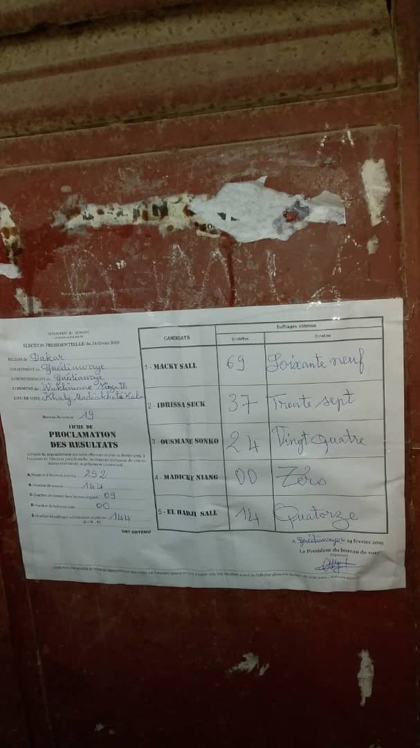 #Scrutin24février-Guédiawaye: Macky Sall devant au centre DHL de Wakhinane Nimzat