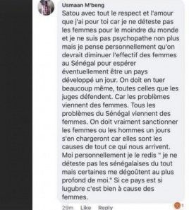 Incitation à la haine envers les femmes: Usmaan M'beng arrêté par la Section de recherches