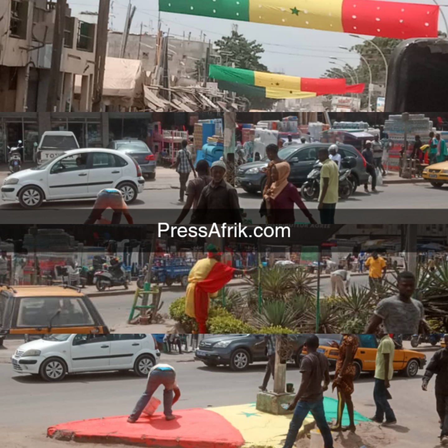 Les rues de la capitale sénégalaise décorées aux couleurs du drapeau national, à quelques heures de la finale de la CAN