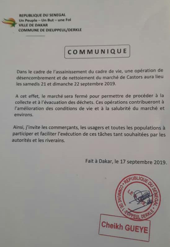 Le marché Castor sera fermé ce vendredi