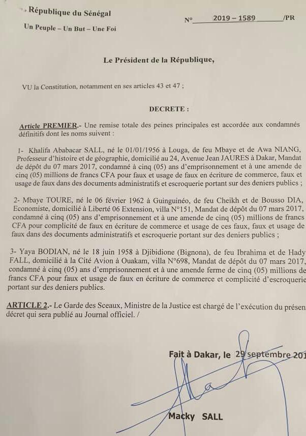 Dernière minute - Macky Sall vient de gracier Khalifa Sall et Cie