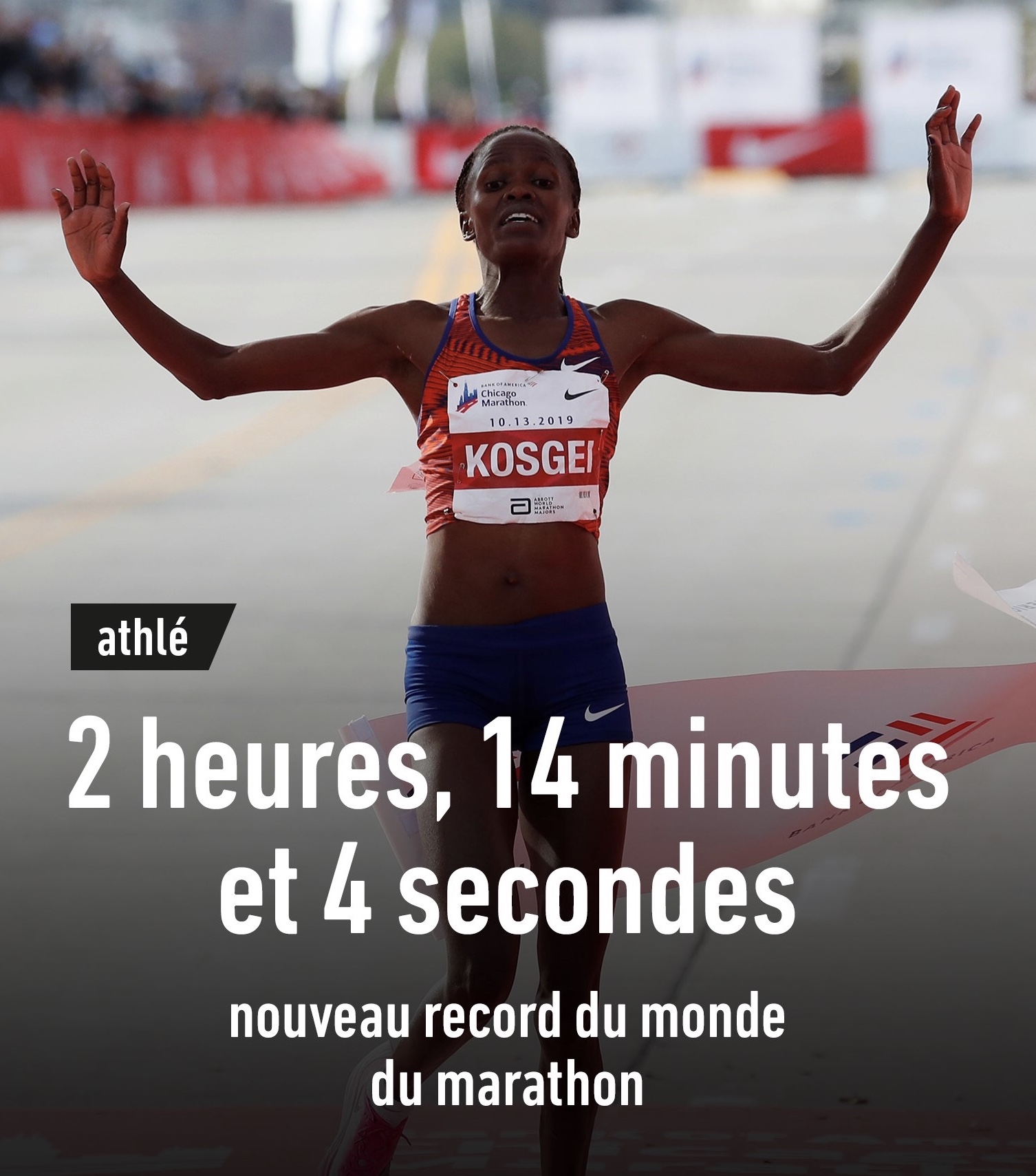 La Kényane Brigid Kosgei explose le record du monde du marathon