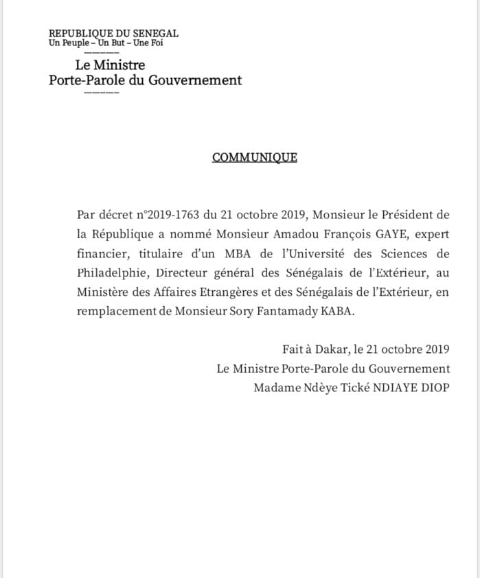 Dernière minute - Sory Kaba viré (décret): Macky Sall cautionne pour un troisième mandat 