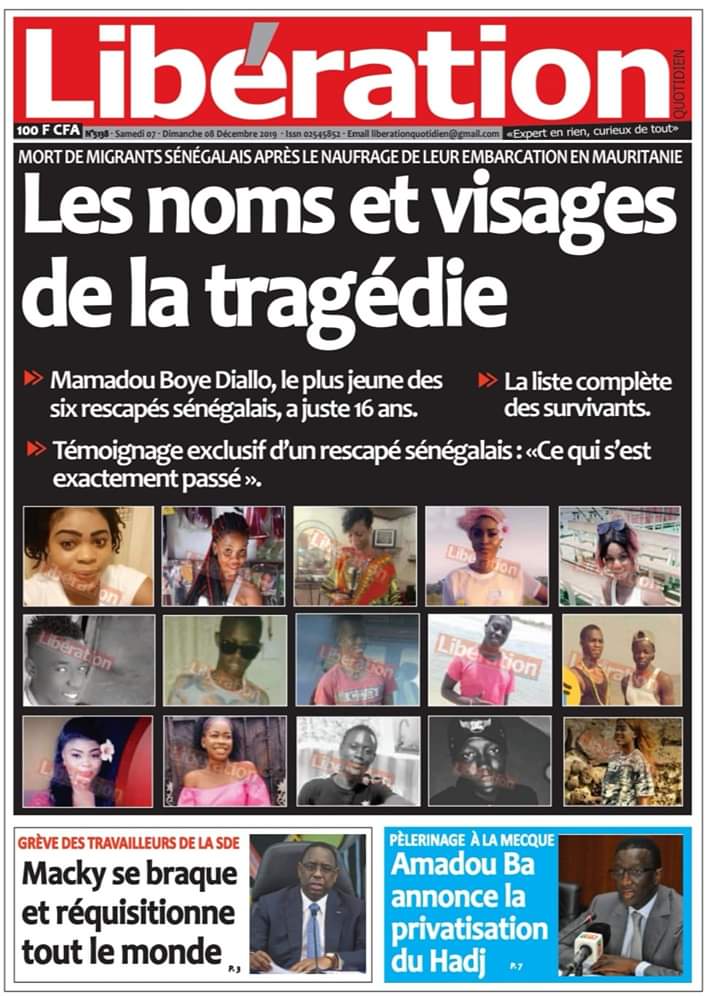 Naufrage d’une pirogue en Mauritanie : au moins huit (8) filles sénégalaises parmi les passagers