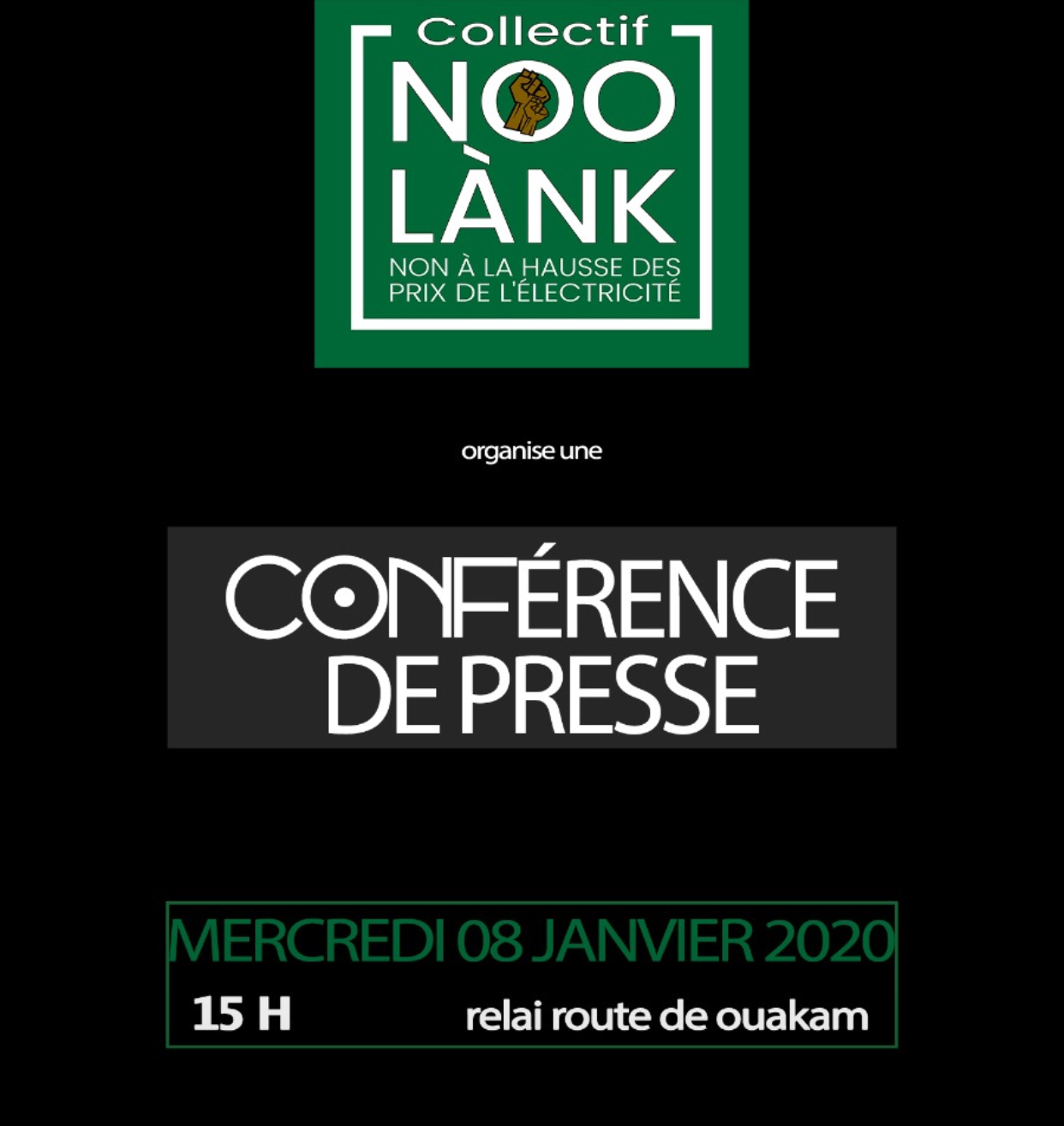 Le Collectif Noo Lank face à la presse demain mercredi